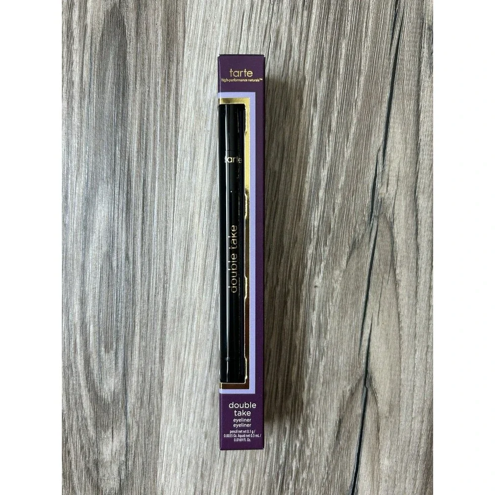 NIB Tarte Double Take Eyeliner In Black Full Size Liquid Liner Gel Pencil New